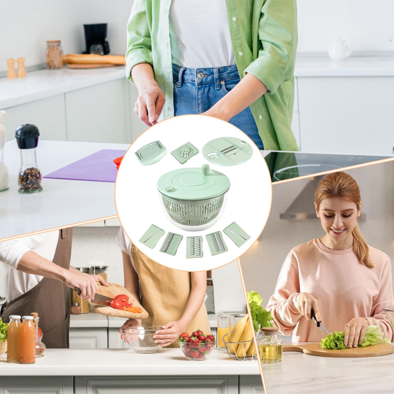 Salatschleuder Und Allesschneider - Waschmaschine Und Trockner Für Salat - Waschschüssel Schleuder Sieb Reibe Für Küche, Für Gurke Knoblauch Kartoffel Zubereitung