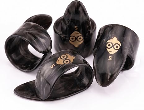 Guitar Finger & Thumb Picks | Small Black Pearl | 4pc Celluloid