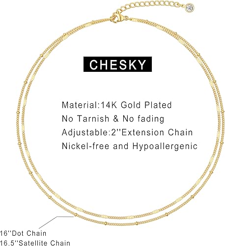 Miniatura 5 de CHESKY Collar con dije de satélite de moda para mujer, chapado en oro de 14 quilateschapado en plata, gargantilla delicada, collares de cuentas