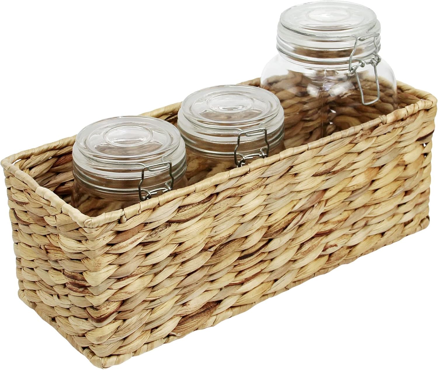 Casaphoria Hand Woven Hyacinth Toilet Paper Basket - Water Hyacinth Storage Basket for Towels, Sundries - Natural, Durable, Rectangular
