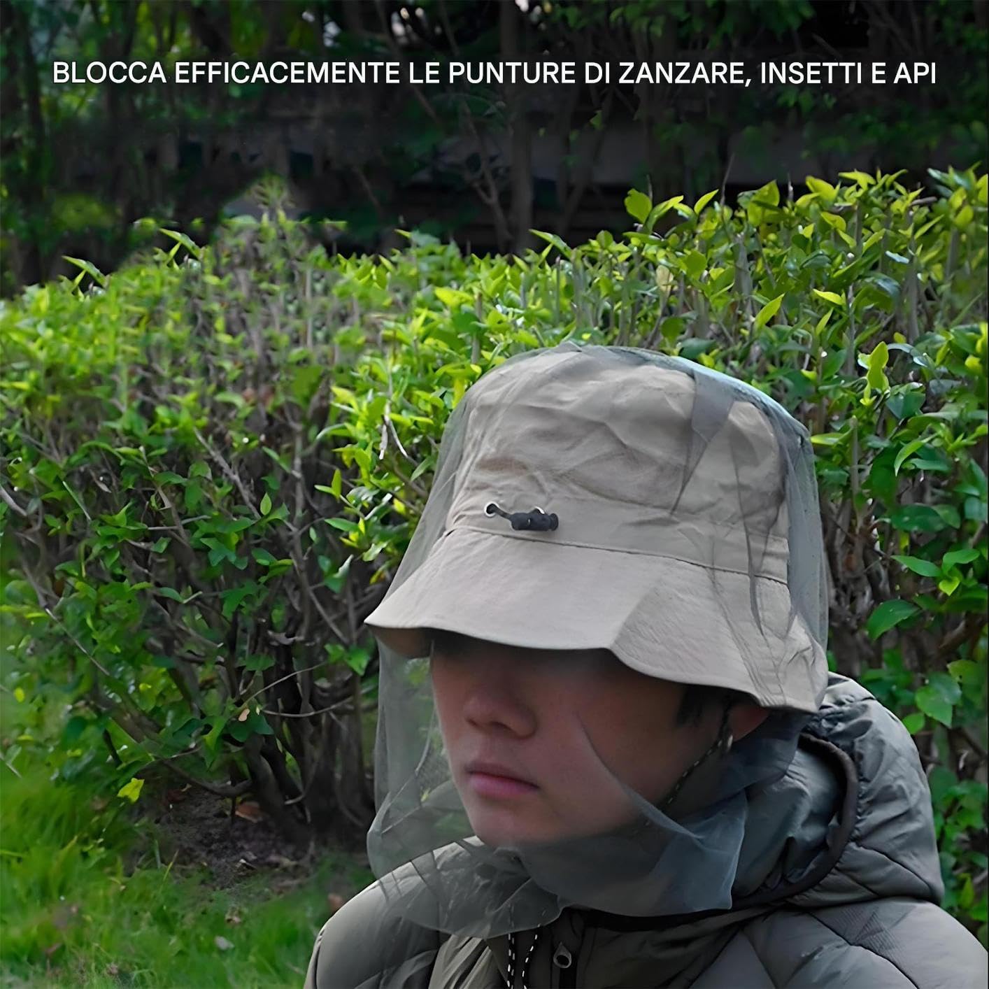 Moustiquaire pour tête – Capuche filet anti-moustiques avec ajustement automatique, léger pour le jardin, la randonnée, la randonnée et les activités de plein air