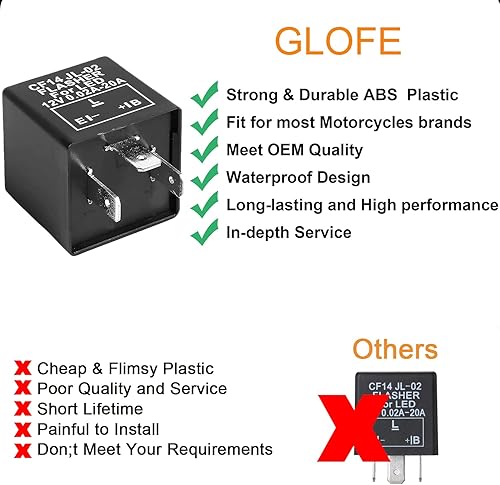 Miniatura 3 de GLOFE (1) 3-Pin 12V CF14 EP35 Electrónico LED Flasher Relay Como LED Relacionado Bombillas de señal de giro Hyper Flash Fix para vehículo de coche
