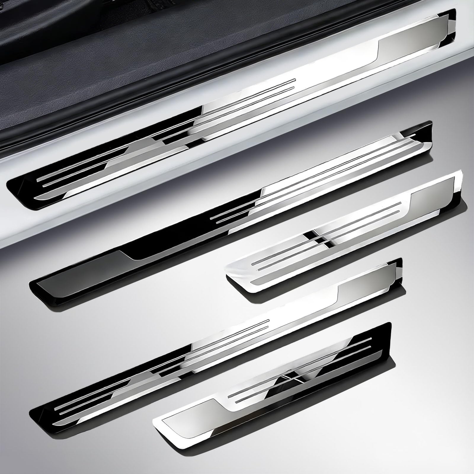 4 Pezzi Acciaio Inossidabile Battitacco per Hyundai Inster 2024 2025 2026, Protezione Sottoporta AntiGraffio Copertura Soglia Porta Argento Robusto