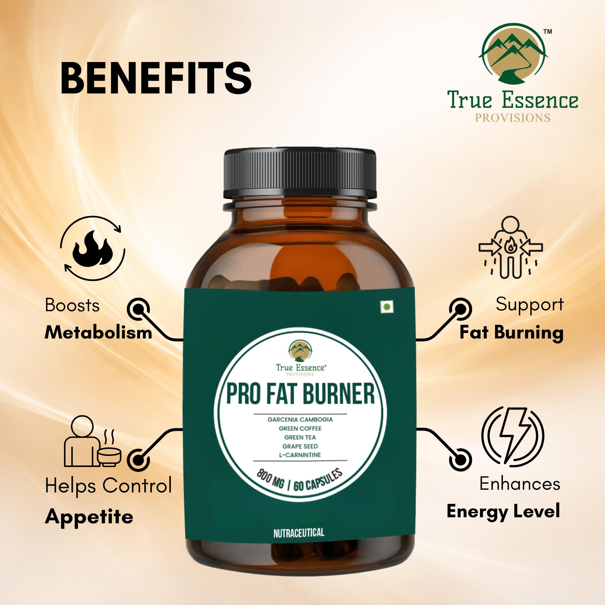 garcinia and l-carnitine benefits True Essence Pro Fat Burner Capsules 800mg 60 Veg Capsules | Garcinia Green  Tea Green Coffee L Carnitine Blend