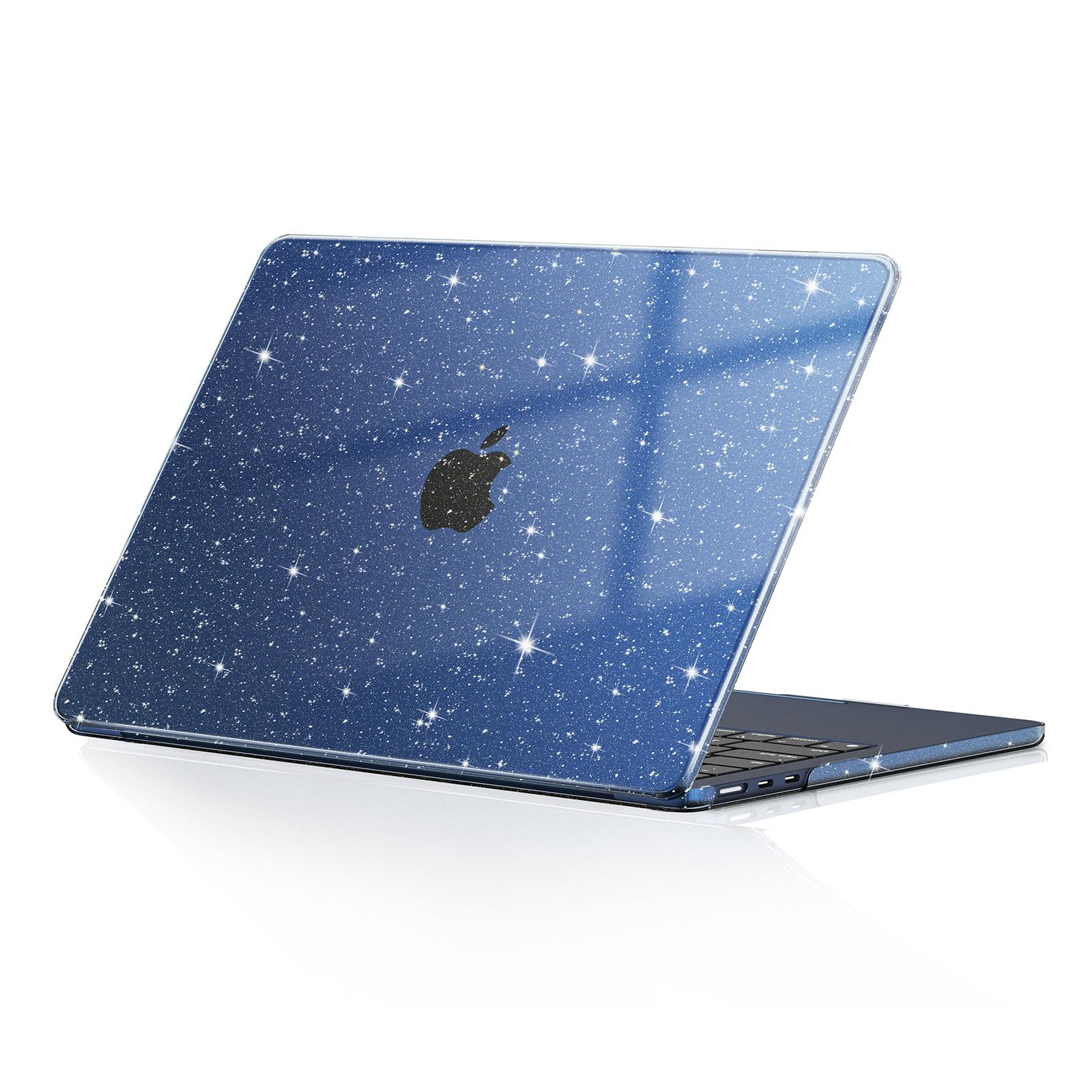 EooCoo Custodia Compatibile con MacBook Air 13.6 Pollici M2 A2681 M3 A3113 M4 A3240 con Touch ID, 2022 2024 2025 Rilasciato, Plastica Mac 13 Cover Rigide - Scintillante Cristallo Mezzanotte
