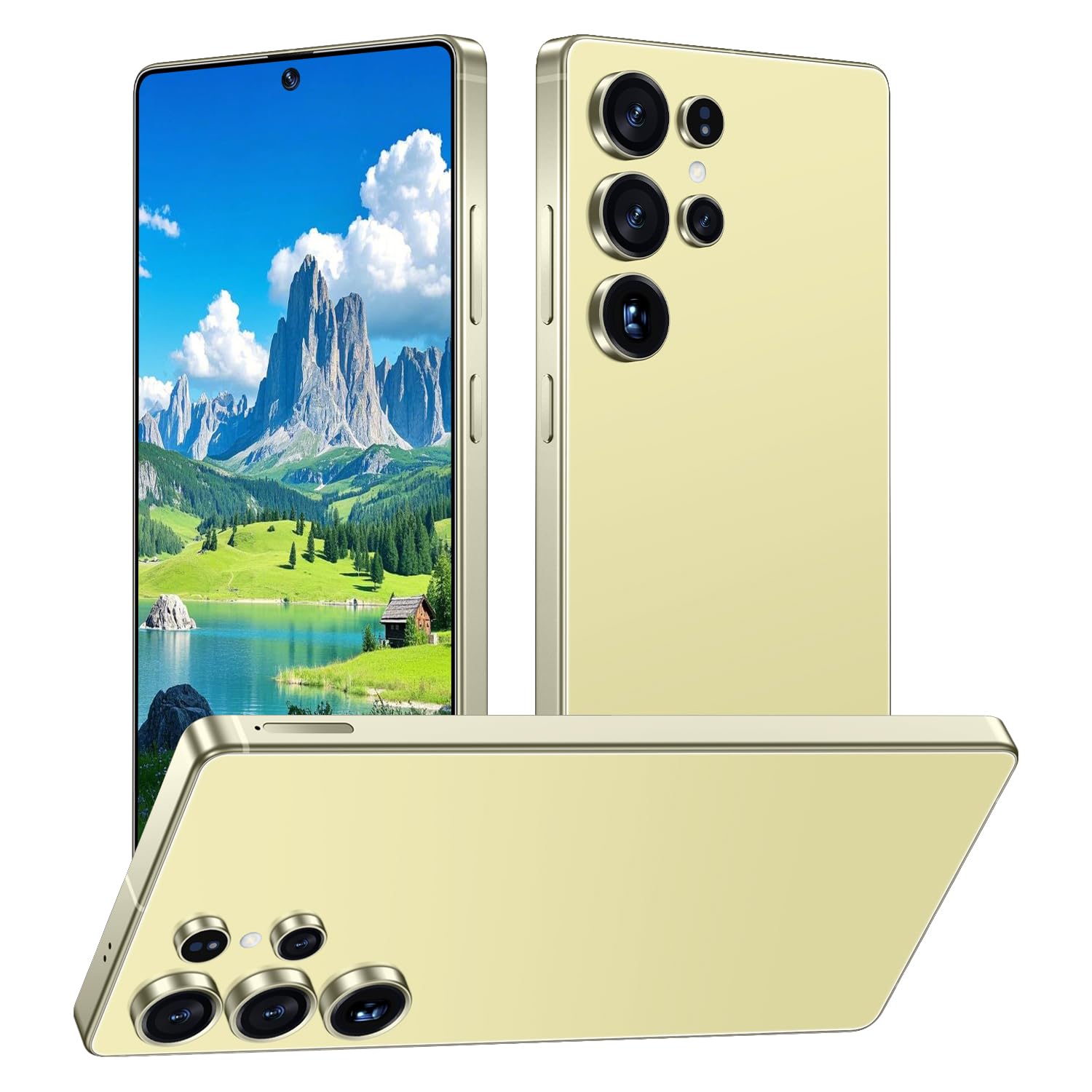 I25 Ultra 5G Unlocked Smartphone,12GB+512GB 7000mAh Fully Cell Phone for Android 14, 6.99" HD Screen Unlocked Cell Phone, 68MP+108MP Dual Camera/Dual SIM/Fingerprint (Yellow)