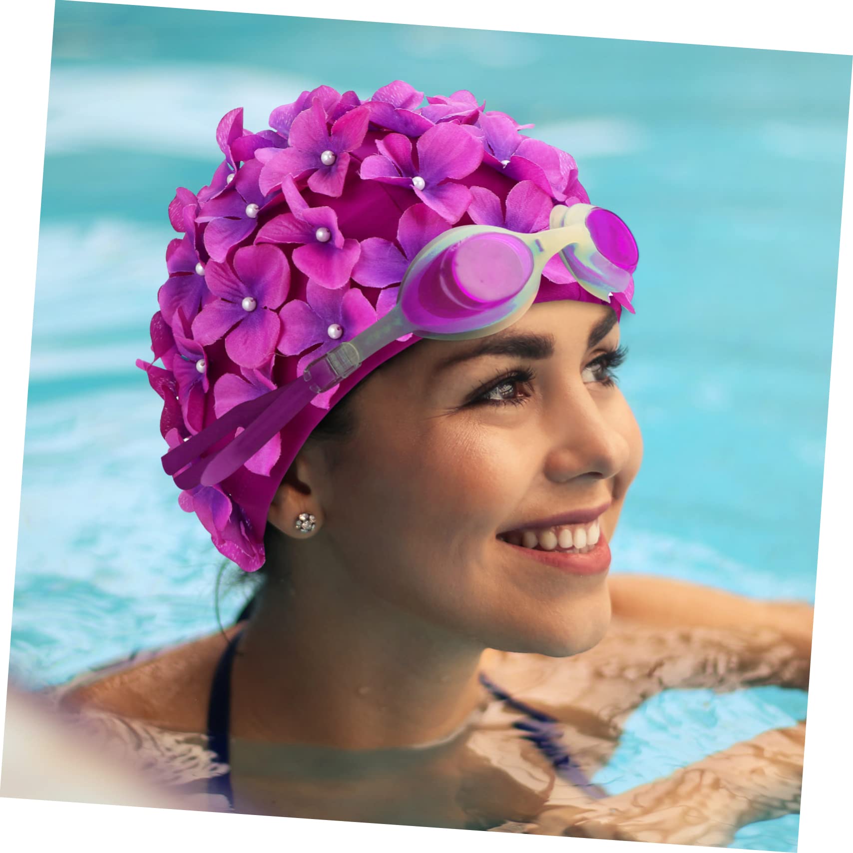 POPETPOP 5 Juegos Gorro De Baño De Flores Gafas De Natación para Adultos Gorro De Baño Adulto Gorras para Mujer Gorro De Baño De Tela para Mujer Y Adulto Piscina Tela De Nailon 2 Piezas * 5