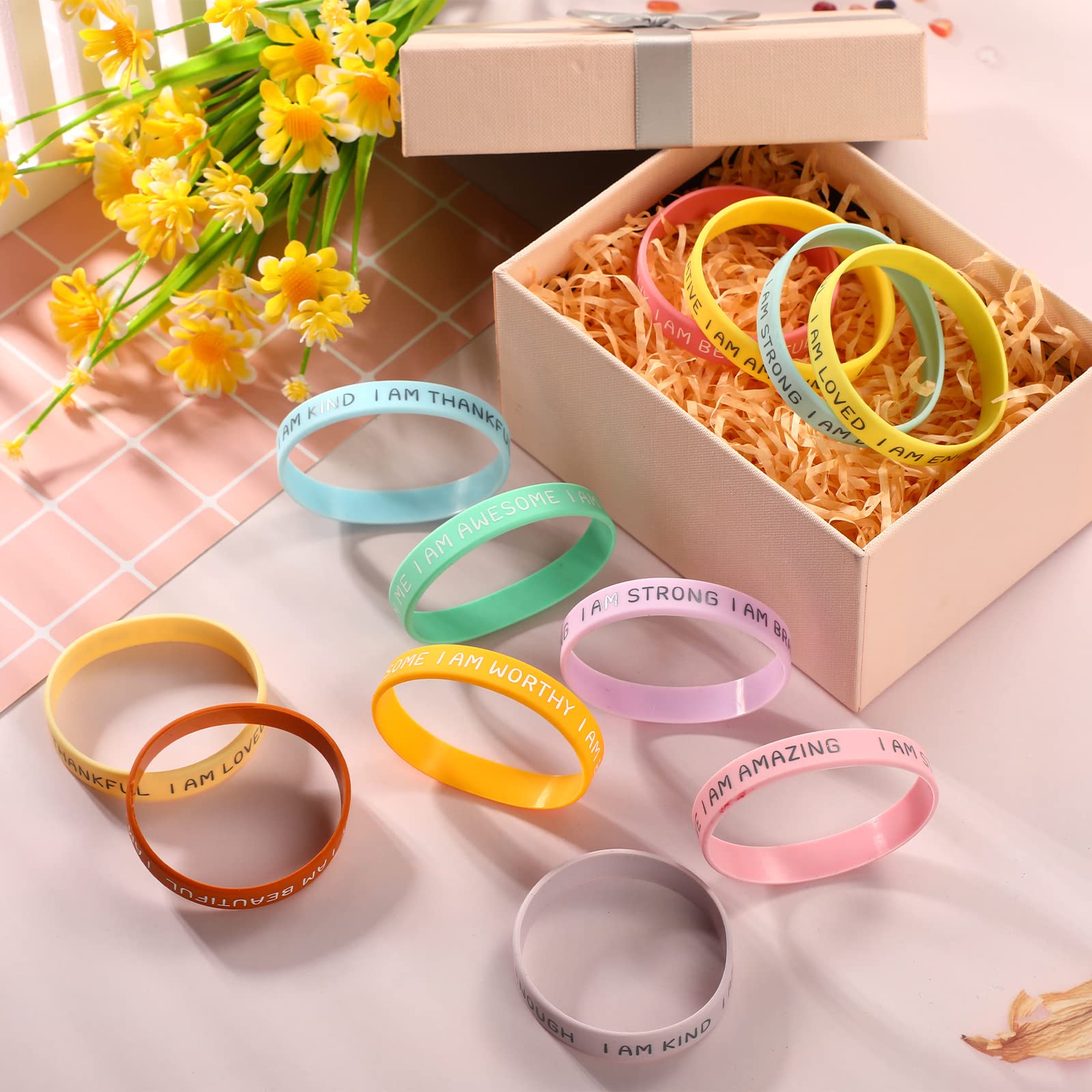 Bracelets Motivation Silicone Bracelets Motivation BOSOIRSOU - Lot De 60 - Silicone - Citations Inspirantes - Unisexe - 5,84cm Bracelets événementiels