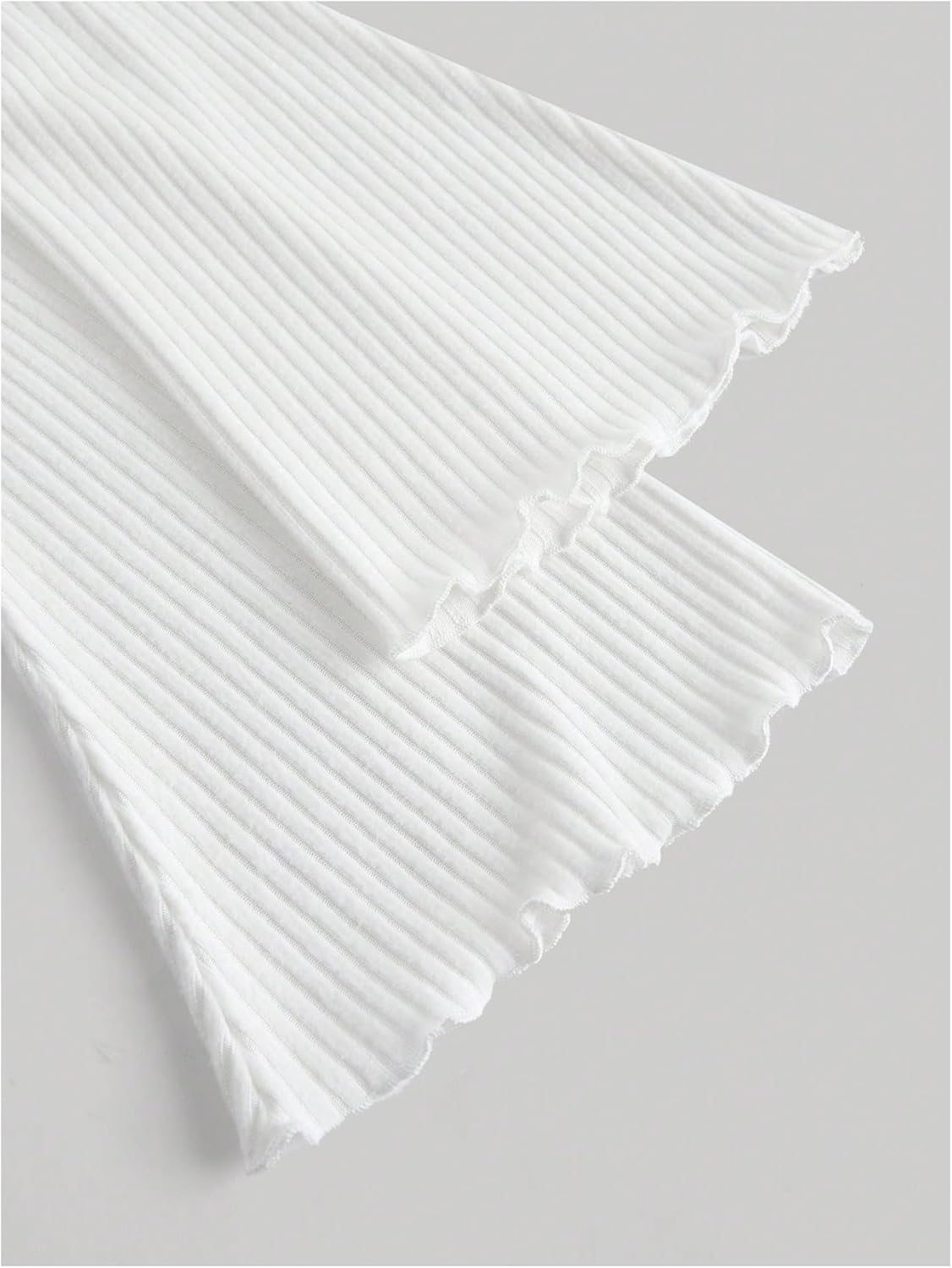 SOLY HUX Women's Ribbed Knit Lace T Shirts Long Bell Sleeve Bow Tie Fitted Tee Fall Crop Tops - Image 5