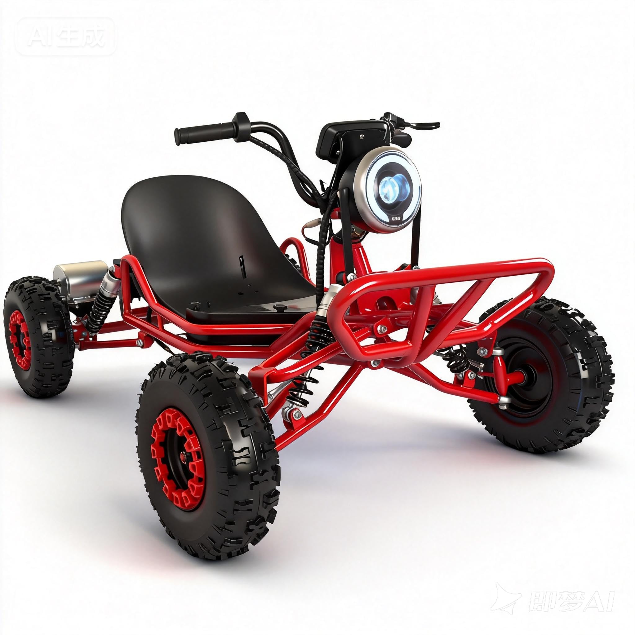 Zyliathor Electric Go Kart Adults/Kids - 48V 2000W Motor 12-31MPH, 6'' All-Terrain Tires, 10.4Ah(12+Mi), 440lbs Capacity, 3-Speed Modes LED Lights & Charger (Red)