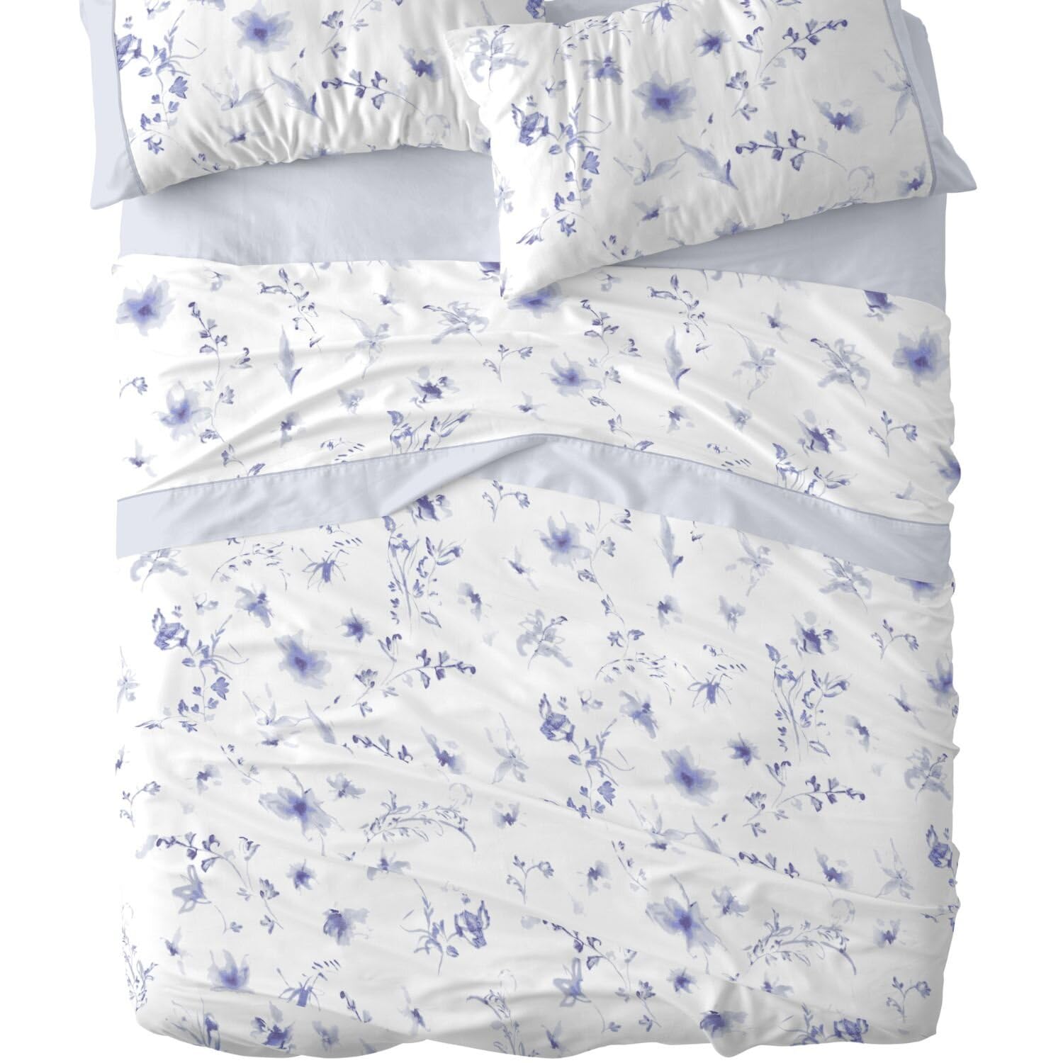 Burrito Blanco | Juego de sábanas | Cama de 135cm. (+Medidas Disponibles) | Diseño 048 | Color Azul (135x190/200cm.)