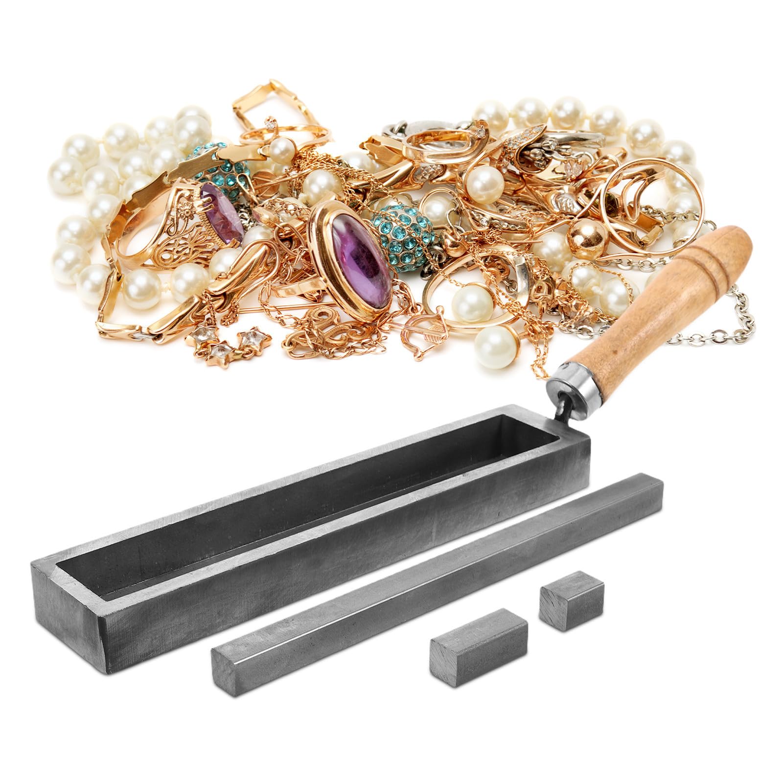 Kichvoe Gussform und Vielseitigen Schmelzeigenschaften mit Präziser Ölrinne aus Metall und Holz für Schmuckherstellung für Professionelle Metallbearbeitung