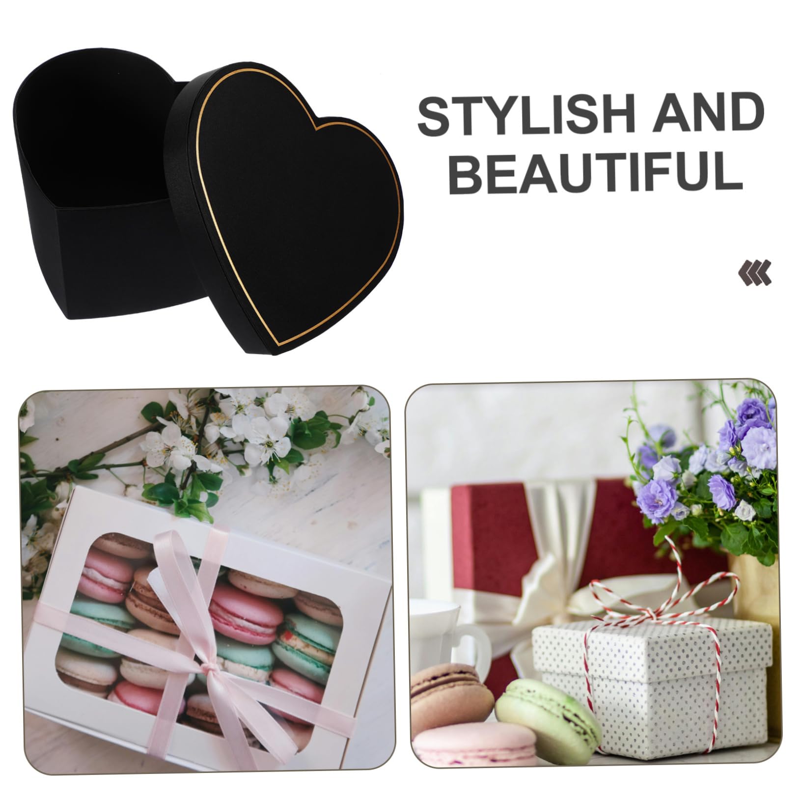 DEARMAMY Herzförmige Geschenkbox Schwarz aus Stoff für Geschenkverpackungen und Geschenkkartons bei Abschlussfest und Party als Elegante Schachtel Geschenkbox