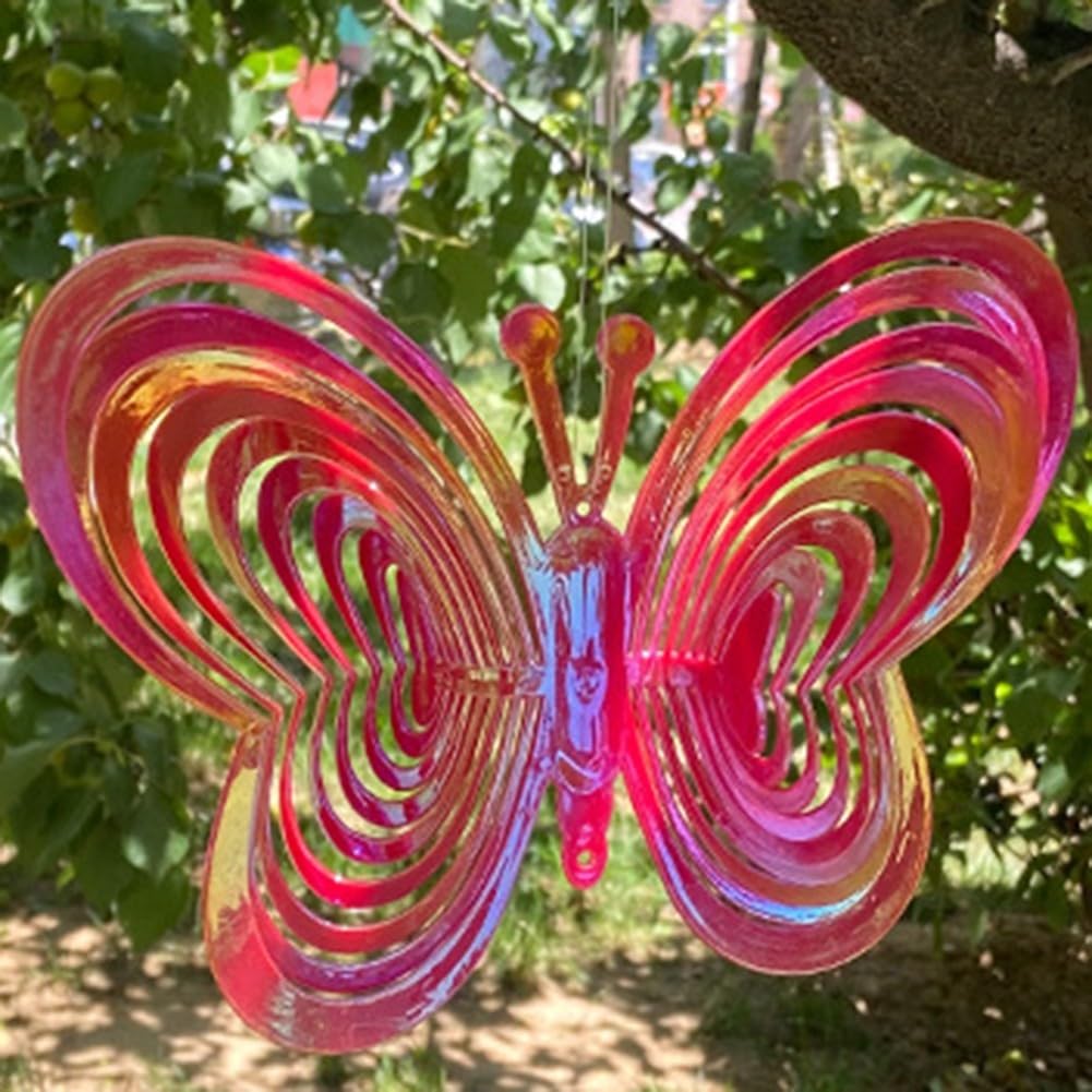 Girandola A Vento 3D Farfalla Metallica - Decorazione Da Giardino 30 Cm, Regalo Ideale