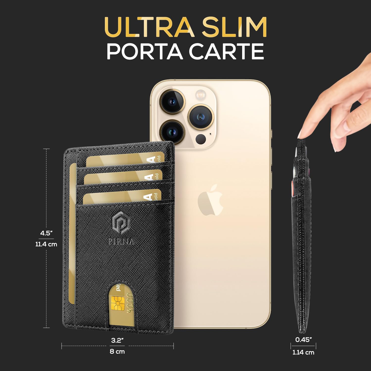Portafoglio Uomo Slim - Piccolo Portafoglio Sottile Uomo RFID - Porta Carte di Credito con Taschina per Soldi e Confezione Regalo, Mini Portafogli Uomo e Donna, Card Holder Wallet