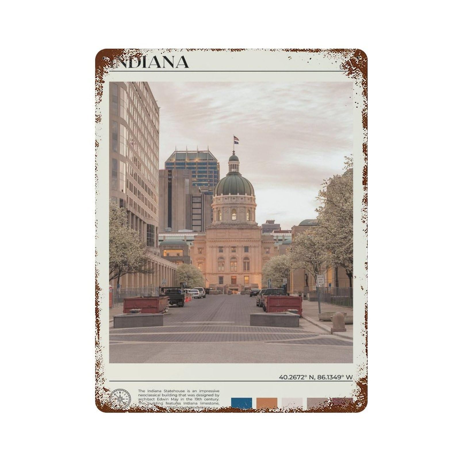 xiaoxiaoshen Real Photo Indiana Decor USA Wall Decor Art Metal Tin Poster Modern Home Decor Art Home Bar Shop Decorations Vintage Sign 40x30cm