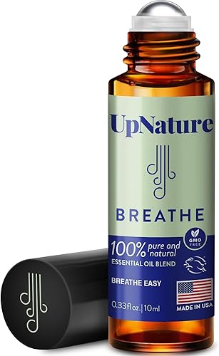 UpNature Breathe Essential Oil Roll On Blend - Alivio natural de los senos nasales - Aceites esenciales de alta calidad para la piel - Mezcla pura