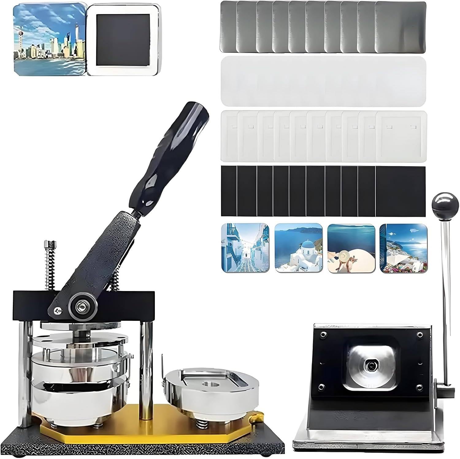 JYBNBBE Badge Maker Machine,Photo Fridge Sticker Magnet Maker, Fridge Sticker Maker, 50x50mm, DIY Fridge Magnet Maker Kit