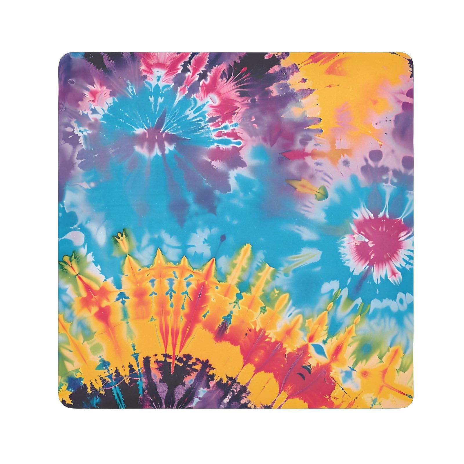 JIPONI Tye-dye Rainbow Makeup Bag, Self-Adhesive Magic Wrap Cloth, Portable Cosmetic Organizer, Camera Lens Protector, Travel Storage for Beauty Essentials, 21.7'x21.7'