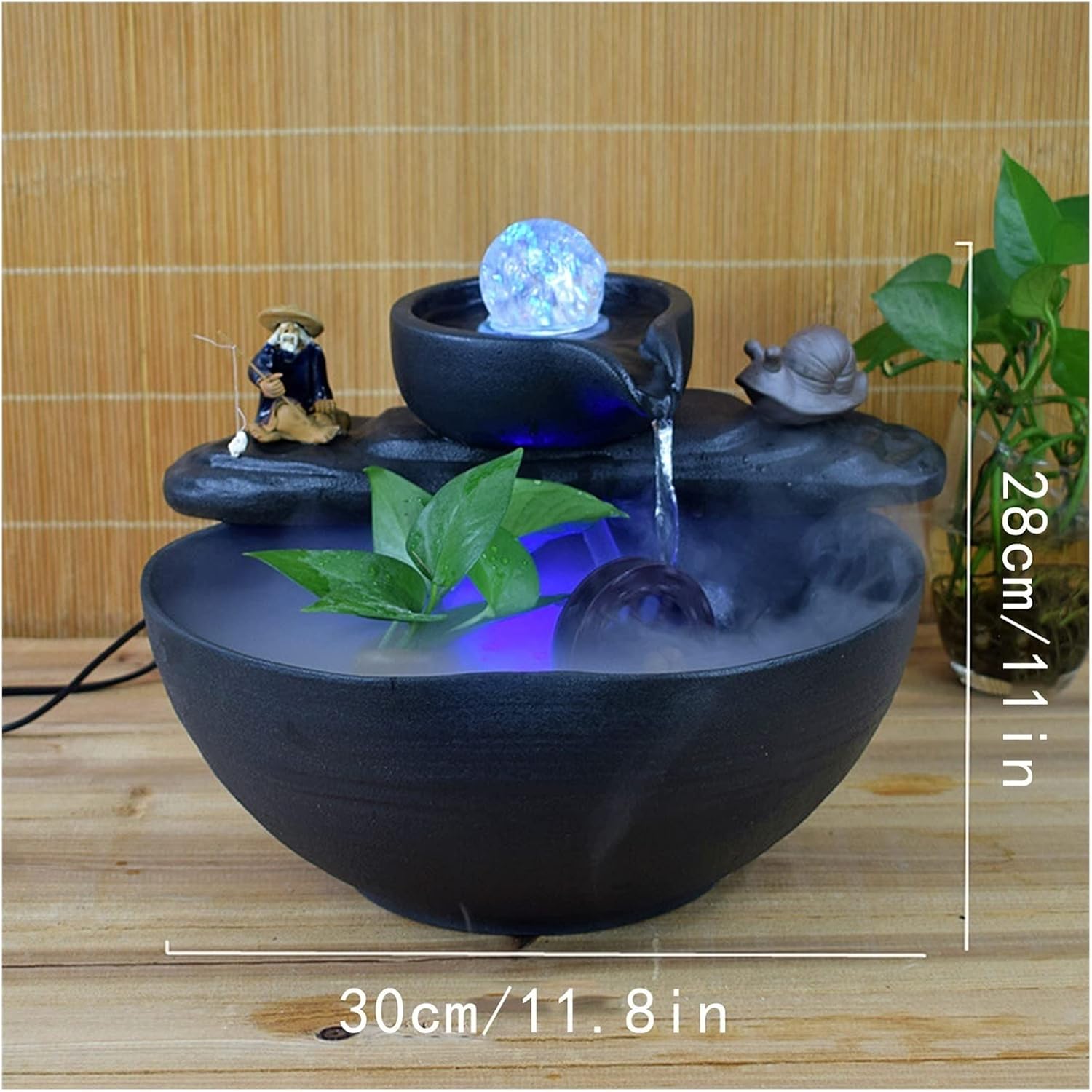 Fountain Tabletop Tabletop Water Fountain Desktop Waterfall Fountain Ceramic Waterfall Fountain Rockery Desktop Living Room Office Front Desk Fish Tank Ornaments Indoor Fountain