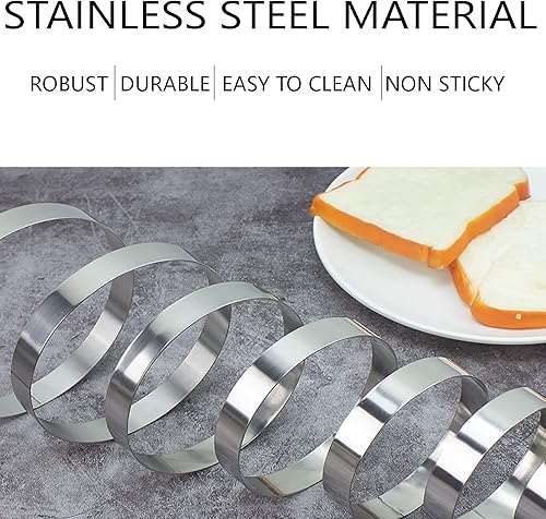Miniatura 2 de Anillo de tortilla de acero inoxidable  2 anillos de cocina antiadherentes de 8 pies para panqueques, tortillas, sándwich (grande)