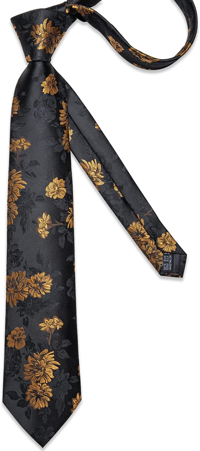 DiBanGu Mens Paisley Tie Sets Silk Jacquard Woven Floral Necktie and Pocket Square Cufflinks Wedding Business Party - Image 4