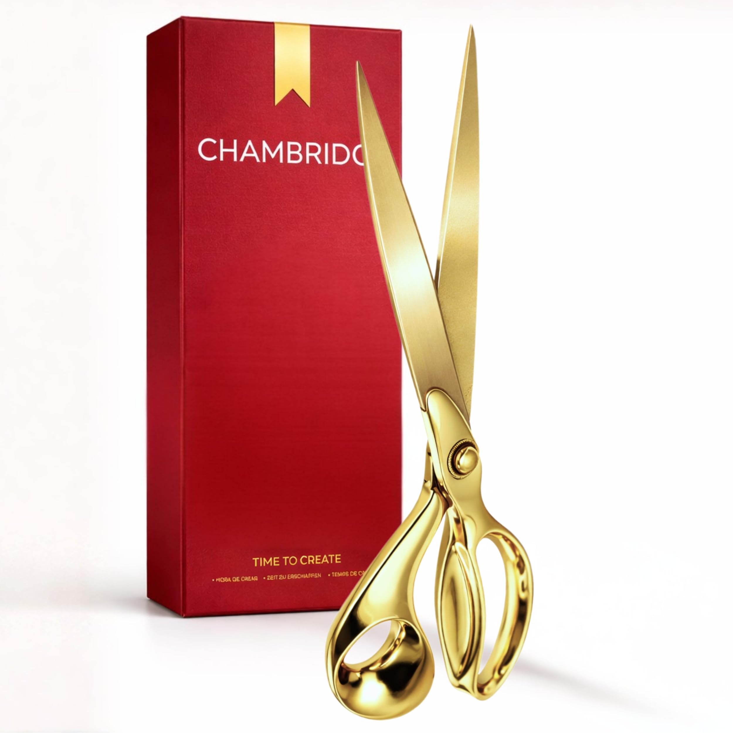 Ribbon Cutting Ceremony Kit – 11 Inch Grand Opening Scissors Gold with Golden Blades and Red Satin Ribbon for Special Events Business Openings and Inaugurations