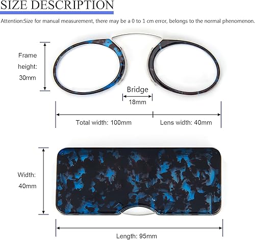 Miniatura 4 de REAVEE Anteojos de lectura ultrafinos sin brazos para hombres y mujeres, sin clip de nariz de sien, bolsillo pequeño con mini funda portátil,