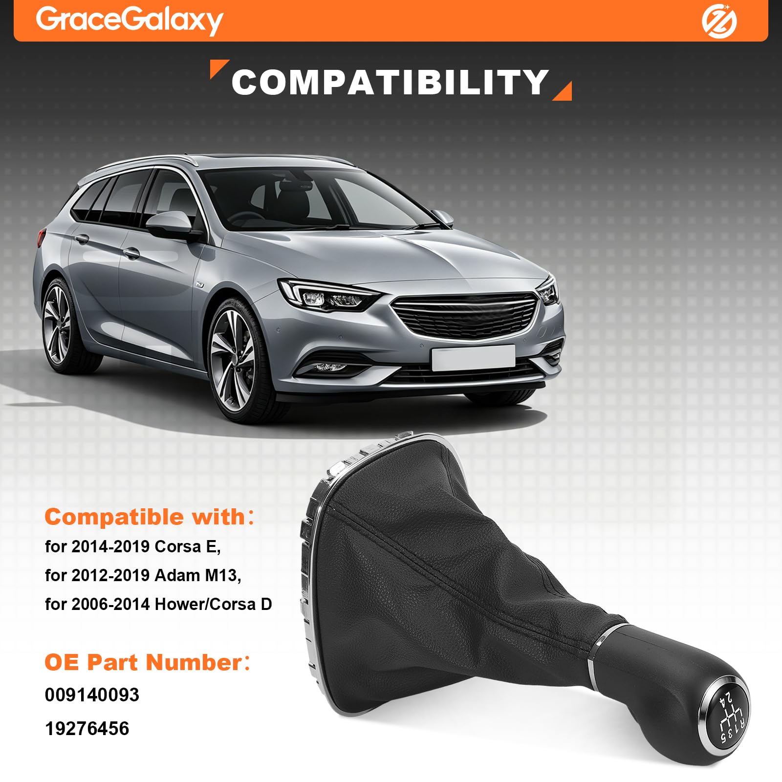 GRACEGALAXY Pommeau de lever de vitesse 5 Marche per Corsa D 2006-2014 e Corsa E 2014-2019 009140093 Nero 19276456