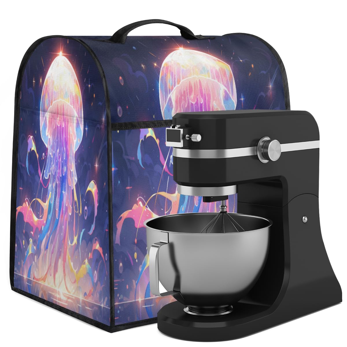 Coffee Maker Cover Colorful Jellyfish Kitchen Appliance Covers Small Appliance Covers Blender Cover Juicer Cover Dust Covers for Kitchen Appliances with Top Handle and Pockets,Washable,B246