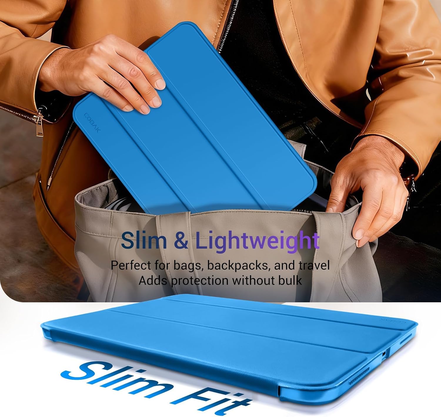 CoBak Case for iPad (A16) 11th Generation 11 Inch 2025, iPad 10th Generation 10.9 inch 2022, Slim Stand Protective Cover with Hard PC Translucent Back Shell Cover, Support Touch ID, Ocean Blue