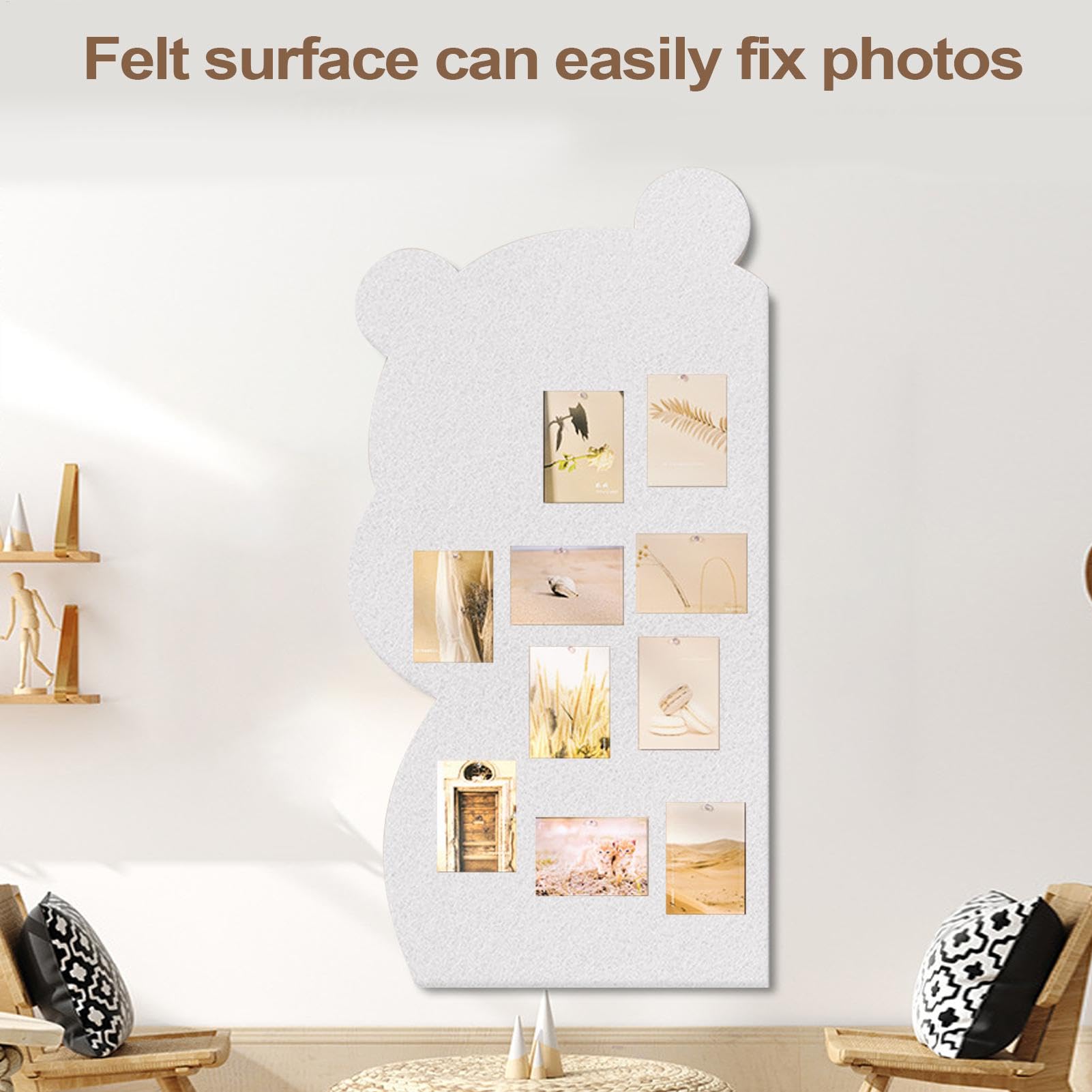 Tablón de anuncios de fieltro, tablero de corcho, carteles de chinches | para tablón de anuncios de imágenes , Portafotos estético, cartelera de pared para decoraciones de tarjetas fotográfica