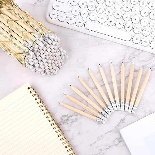 Miniatura 3 de HB - Lápices de madera, paquete de 100 mini lápices redondos para preescolares, niños, artistas, lápices de golf con borradores, 4 pulgadas