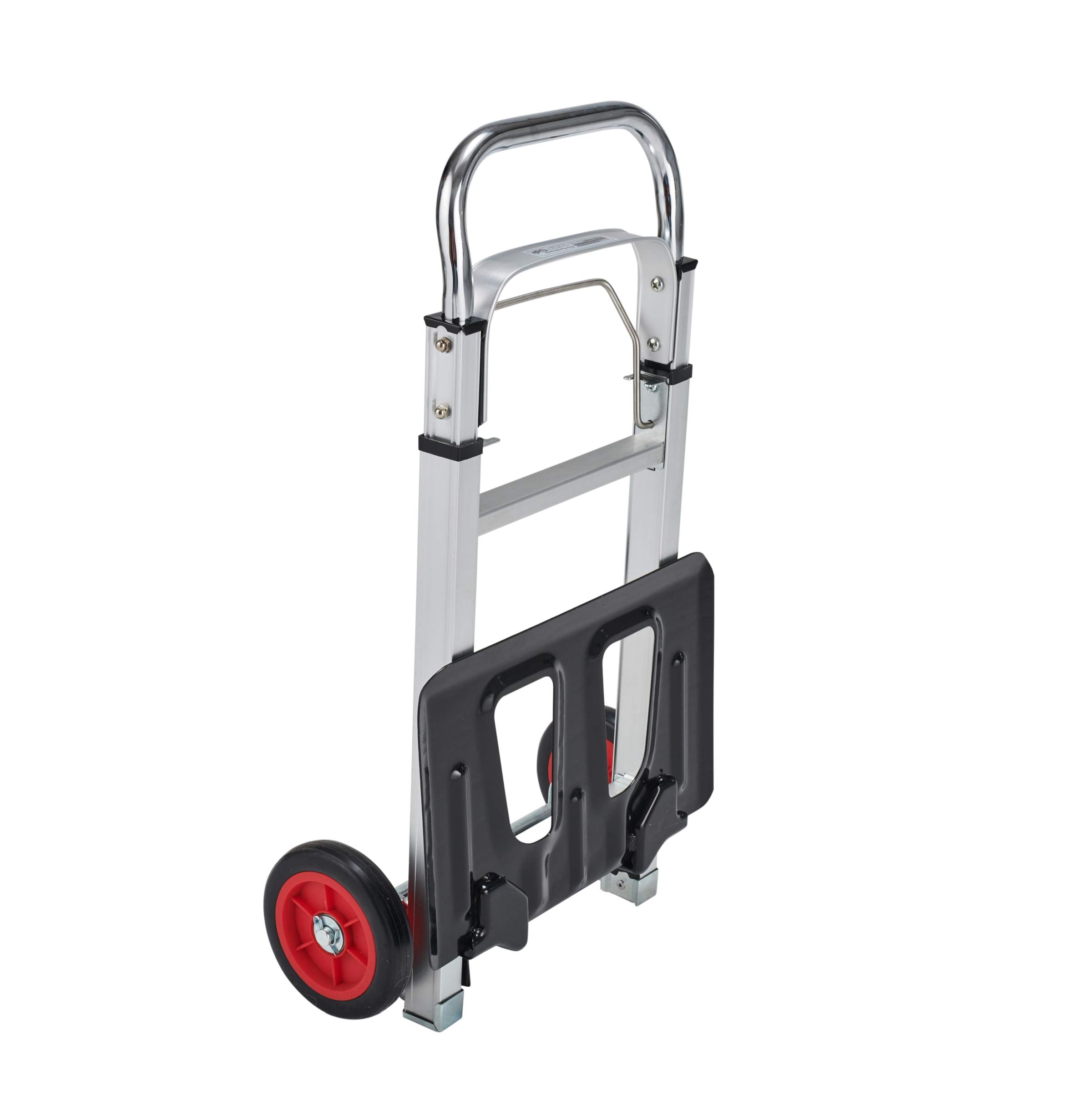 Brüder Mannesmann Alu-Sackkarre klappbar, 90-kg-Tragkraft, leichter Aluminiumrahmen, kugelgelagerte Vollgummiräder, rutschfeste Griffe, platzsparend faltbar, für den Transport, 1 Stück | M 099-T