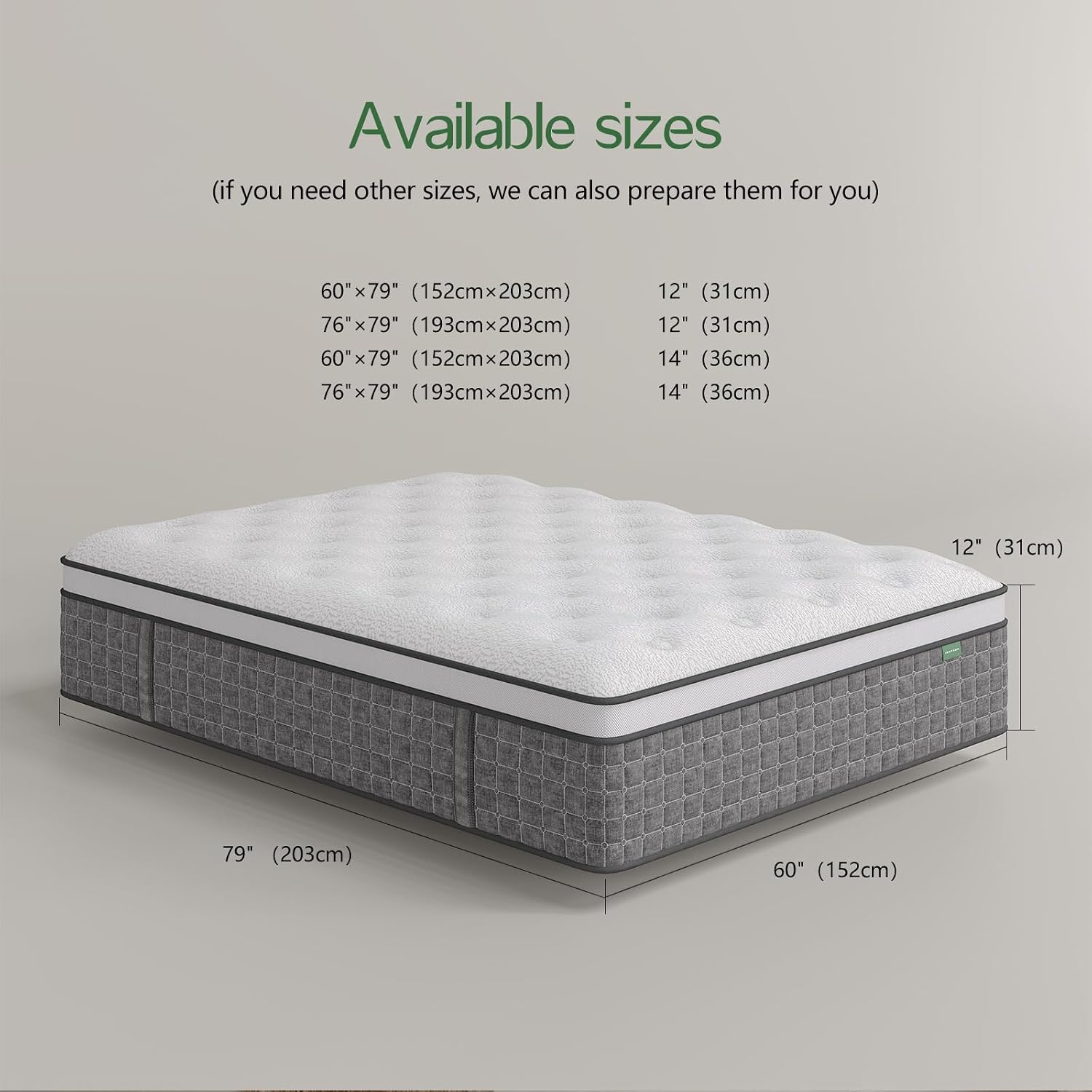 King Size Mattress, Plush 14 inch King Size Mattress, Individually Wrapped Pocket Springs Pressure Relief, Cooling Sleep Motion Isolation, CertiPUR-US Certified