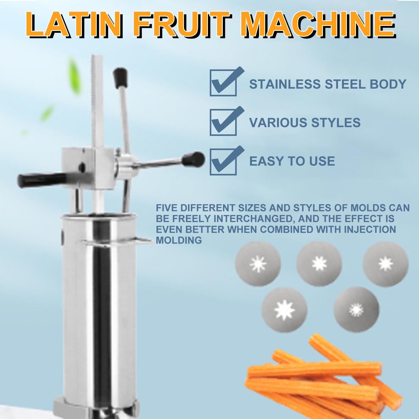 Machine à churros verticale en acier inoxydable commercial avec 5 buses pour beignets et churros fourrés, idéale pour la pâtisserie au restaurant