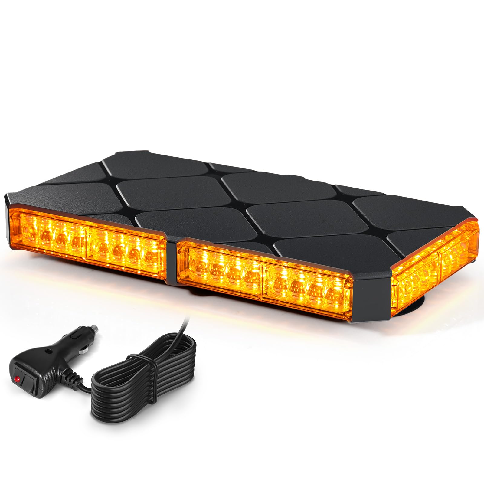 Magnetyczna dioda LED 12 V 24 V - 48 diod LED pomarańczowe światło awaryjne z 16 trybami błysku, wodoszczelność IP67 i kabel 4,8 m do traktora, ciężarówki, wózka widłowego, samochodu, przyczepy