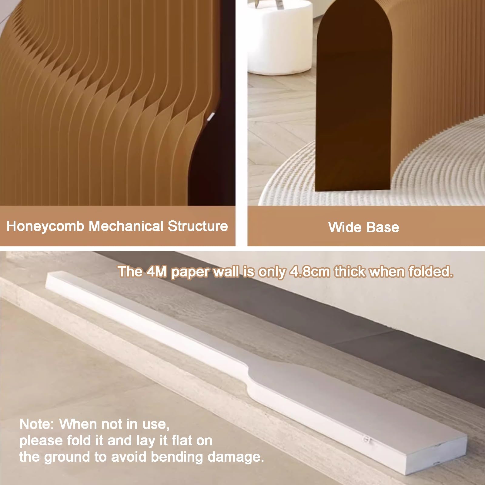 Cloison de séparation pliable en papier, écran d'intimité portable, cloison murale temporaire moderne, 1,1 m de haut pour la maison, le bureau et une utilisation commerciale