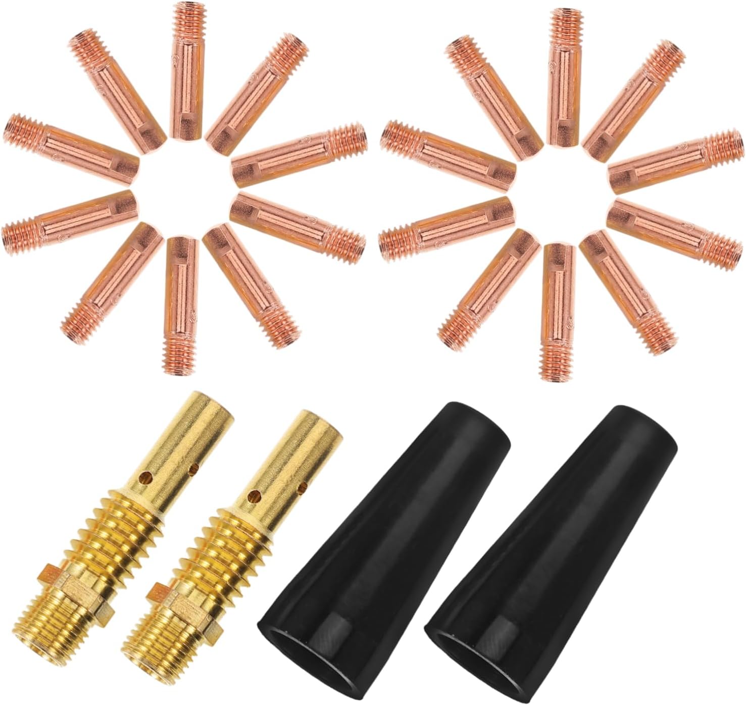 OUNONA 24pcs Copper Welding Nozzle Tips Kit for Mig Mag Welding Replaceable Conductive Tips for Electric Machines Enhanced Lifespan Stable Electrical Flow for Automotive and Fabrication