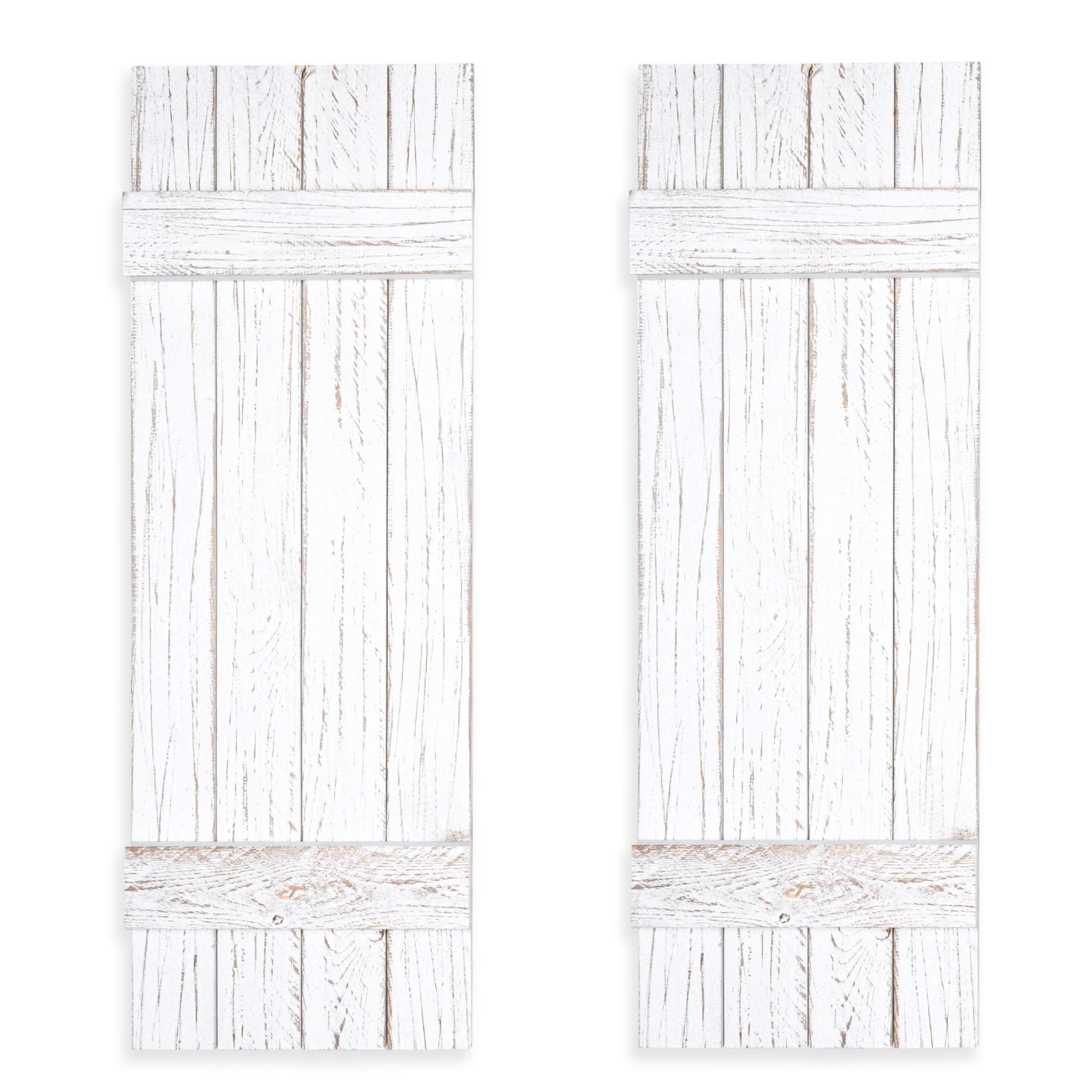 Ilyapa Wood Shutters Wall Decor - Farmhouse Style Weathered White Barn Door Shutters for Interior Wall Art - American Family-Owned Business