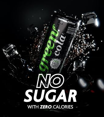Green Cola - Low Calorie Soft Drink - Sweetened with Stevia, Sugar-Free, Naturally Caffeinated from Green Coffee Beans, No Aspartame - Delicious and Healthy Alternative - Pack of 4 Cans x 330ml