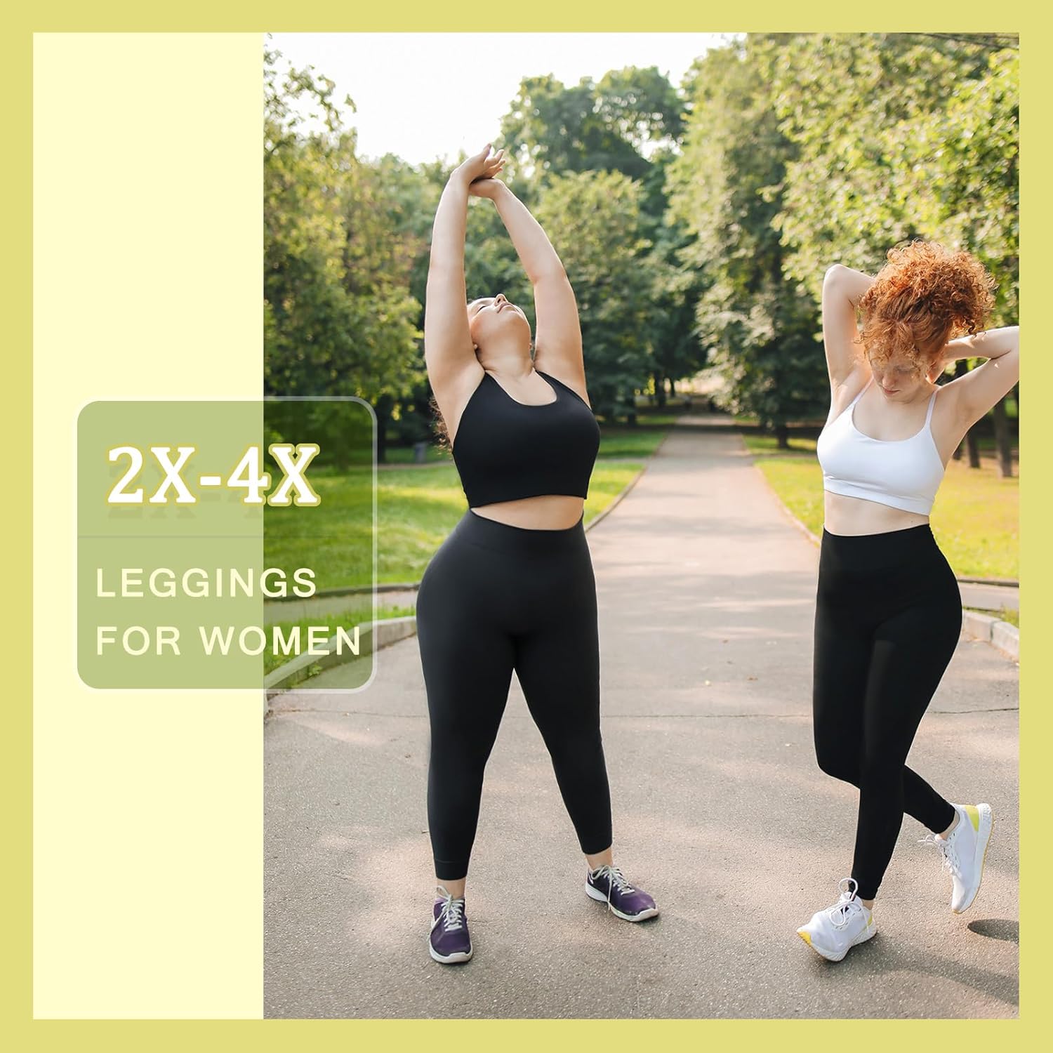 Hethrone 2-Pack Plus Size Leggings for Women, High Waisted Soft Workout Yoga Pants - Image 4