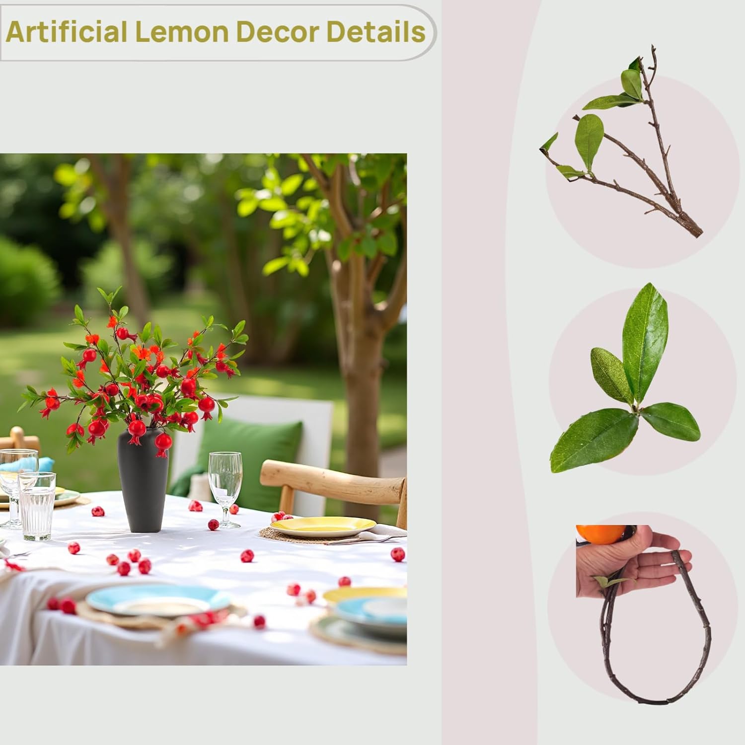 Artificial Pomegranate Fruit Flowers 4pcs.37 inch lifelike handmade pomegranate. Pomegranate for decoration.simulated flower.artificial fruit.suitable for home.office.festival.Flower Decoration