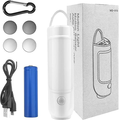 Miniatura 8 de Luz nocturna 2 en 1 con sensor de movimiento de inducción de cuerpo humano, linterna recargable por USB, luz blanca cálida, adecuada para camping,