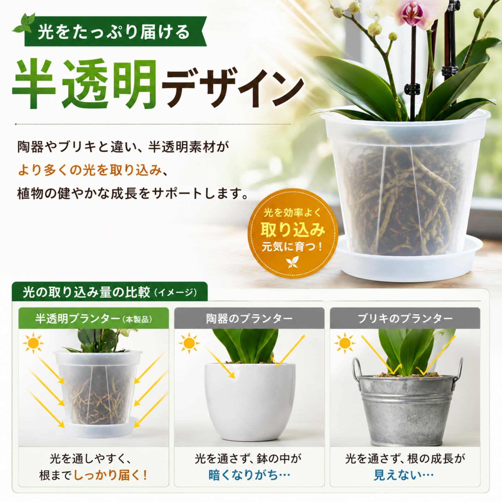 Amazon.co.jp: ideamall 植木鉢 透明 鉢 プラスチック スリット 底皿