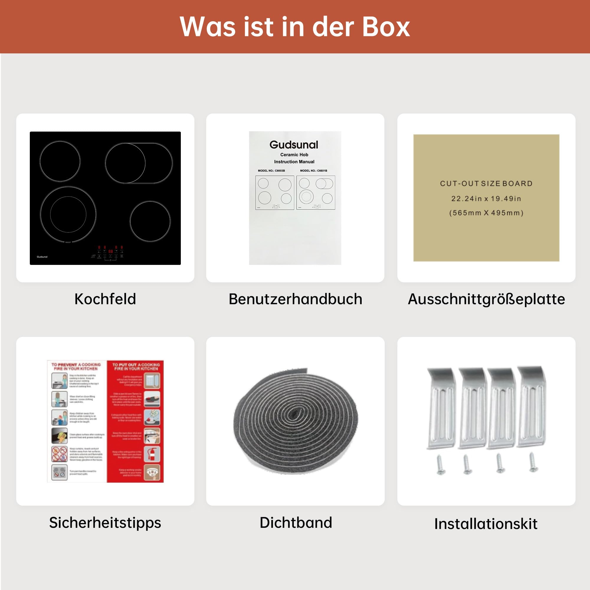 Kochfeld, Glaskeramikkochfeld 60 cm mit 4 Platten, 6,6 kW, Bräterzone, Dualkochzone, 9 Heizstufen, Timer, Automatische Abschaltung, Kindersicherung, Herdplatte 4 Kochfelder, Mattschwarz