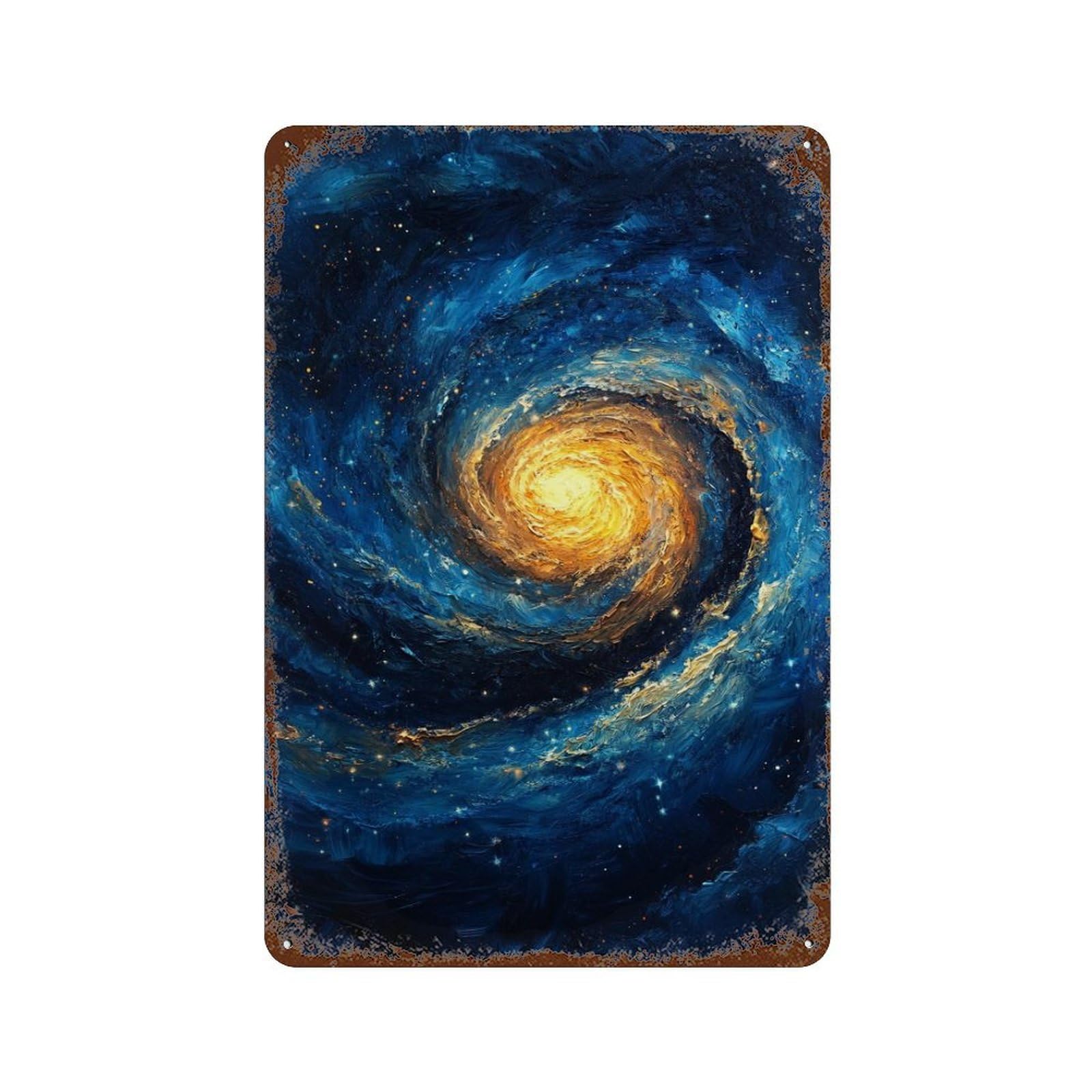 Galactic Whirlpool Painting Rust Effect Tin Sign 11.8"x7.9", Vintage Wall Decor for Garage, Pub Or Kitchen
