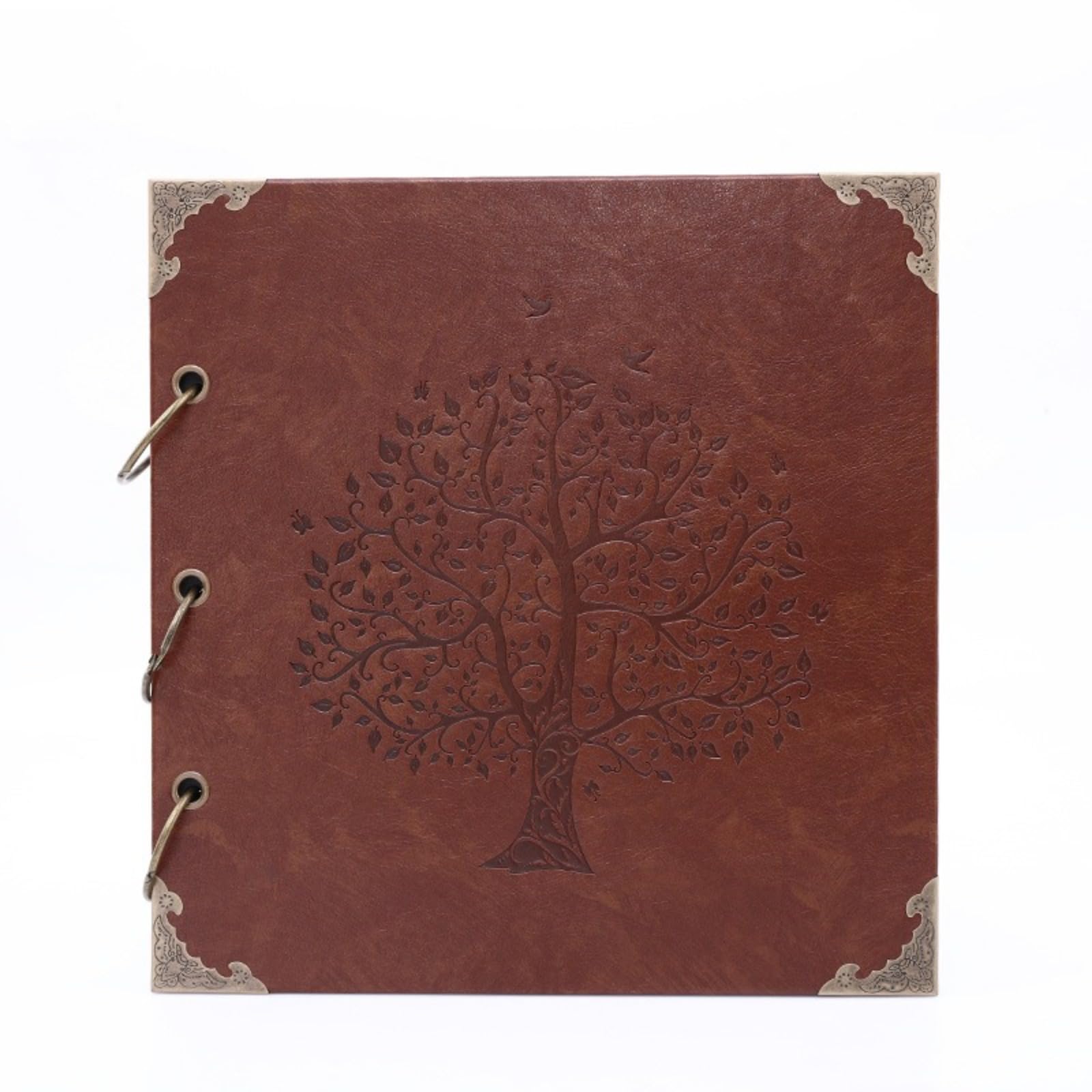 Álbum de fotos de cuero PU de 10 pulgadas, álbum de recortes de cartulina negra con anillas de hierro, álbum DIY para pegar a mano, ideal para aniversarios, viajes y vacaciones.