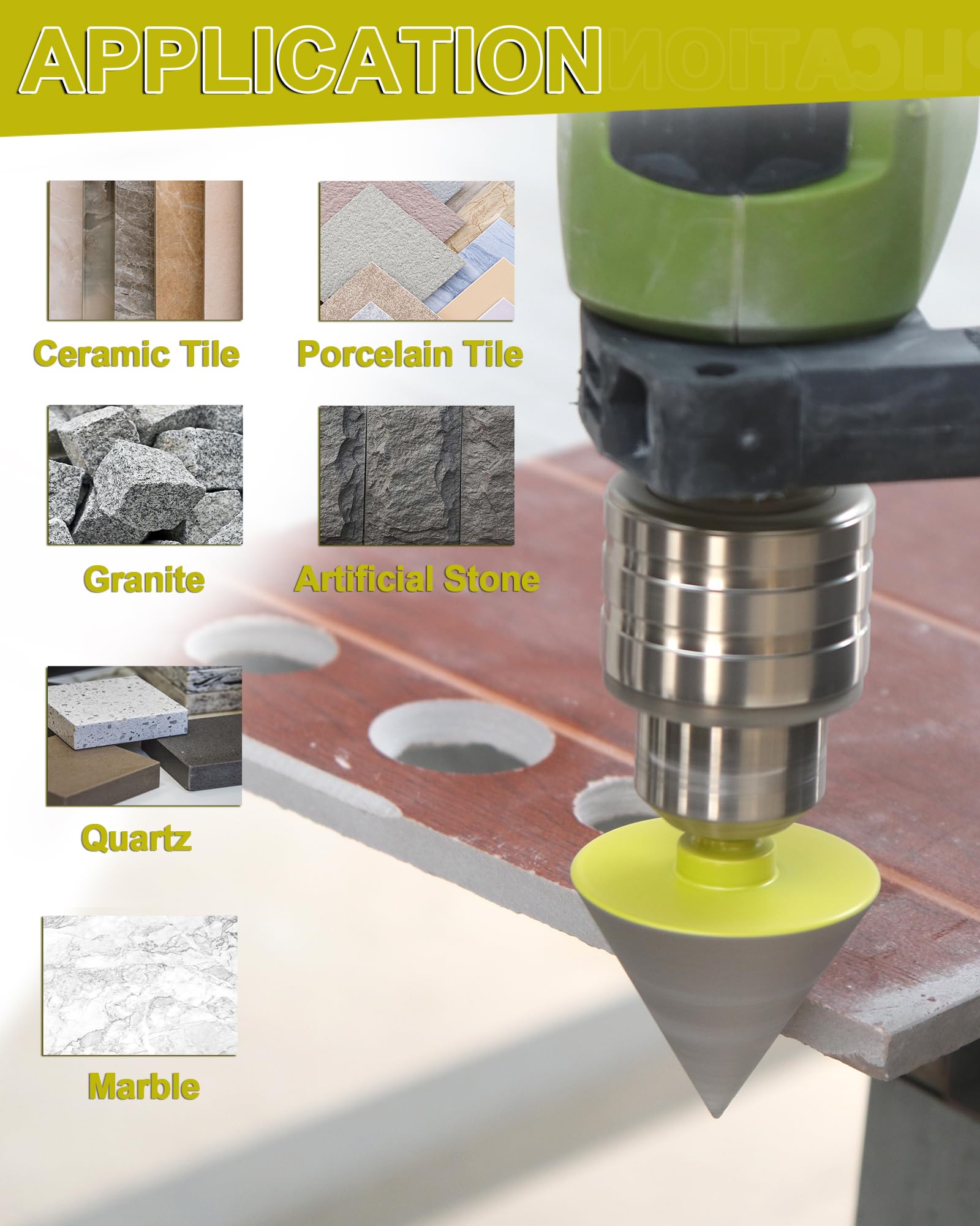 Broca de Chaflán Diamante 35mm Broca Cónica con Mango Hexagonal para Agrandar Limpiar y dar Forma a los Orificios Existentes en Azulejos Porcelana Cerámica Granito Mármol SANLEETEK