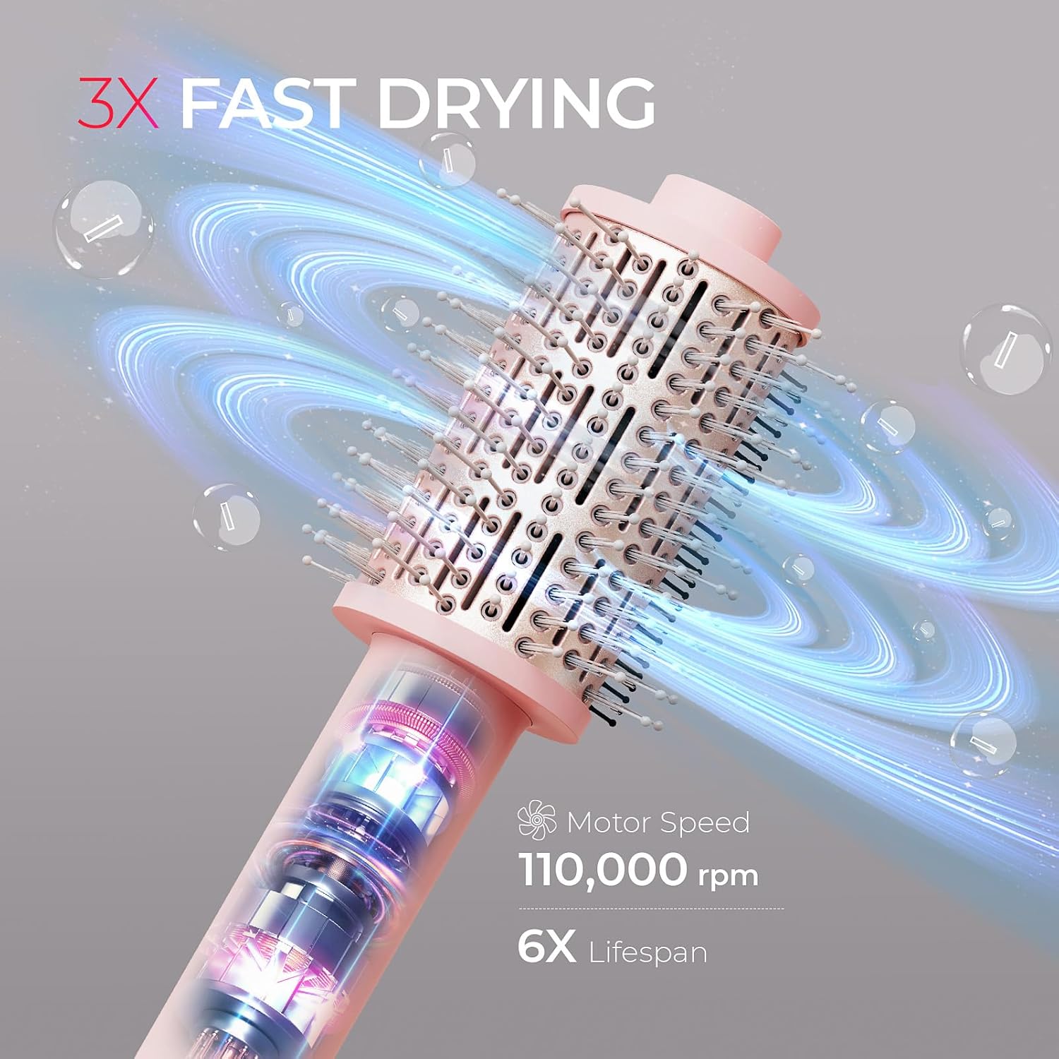 TYMO 2.0 Hair Dryer Brush Volumizer - Fast Drying Blow Dryer Brush and Smoothing Comb in One for Quick Easy Salon Blowout, Hot Air Styler Heated Round Brush Compact & Lightweight for Travel, 2.5” - Image 2